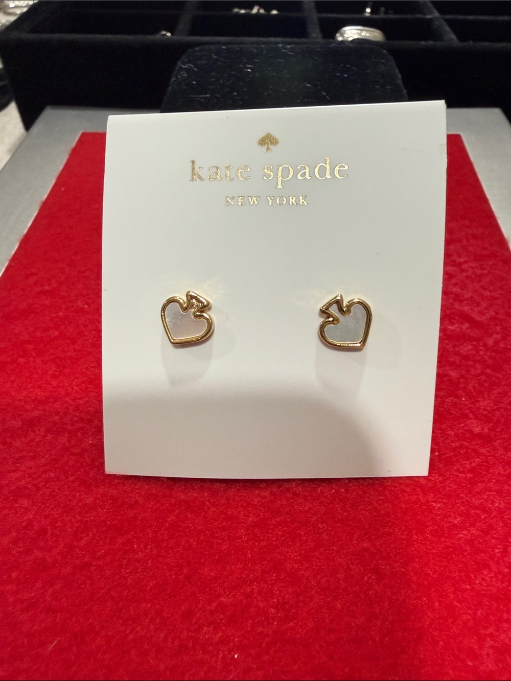 kate spade Gold Heart Apple Outline Stud Earrings